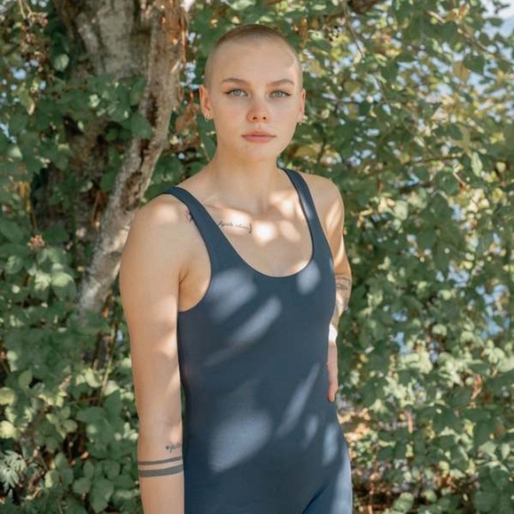 Girlfriend Collective Bike Unitard in Midnight Yoga Workout - Picture 3 of 6